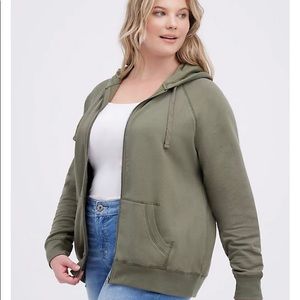 Torrid ZIP-UP HOODIE - ULTRA SOFT FLEECE OLIVE - Size 0
